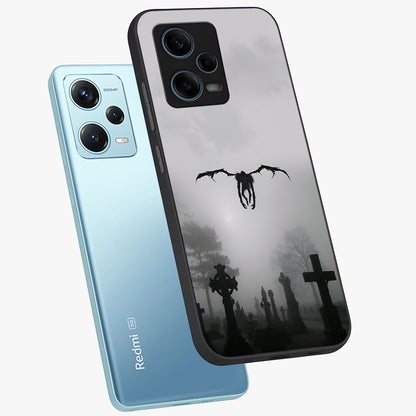 Graveyard Shadow Descent Glass Case displayed in angled mockup highlighting eerie shadow illustration with gothic aesthetic.