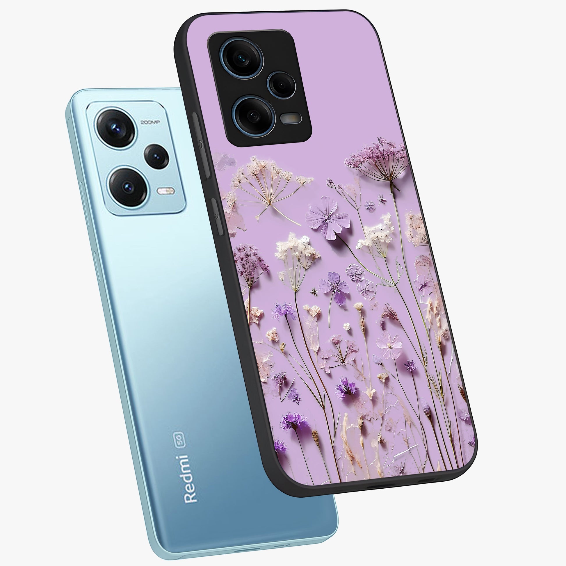 Lavender Blossom Dream Glass Case displayed in angled mockup highlighting dreamy lavender flower design with calming aesthetic style.