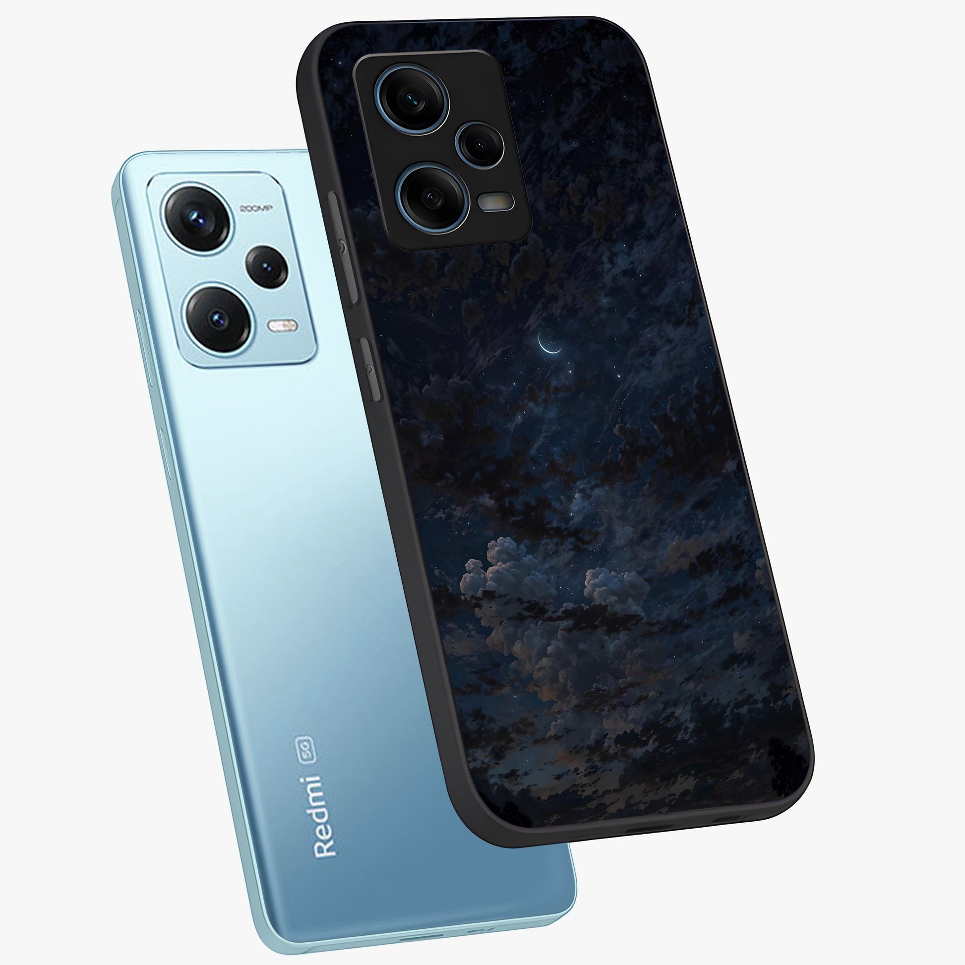 Lunar Veil Silence Glass Case displayed in angled mockup highlighting soft lunar design with peaceful celestial aesthetic.