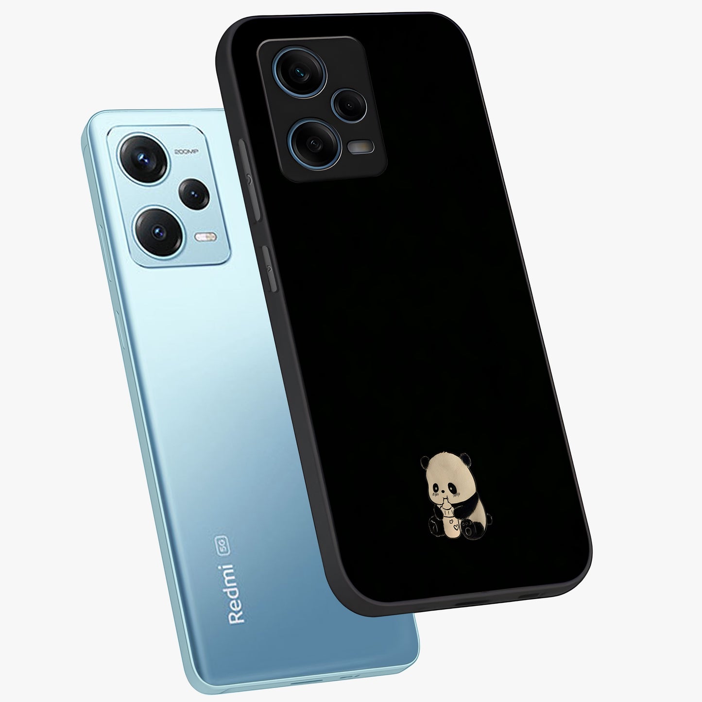 Midnight Panda Love Glass Case displayed in angled mockup highlighting adorable panda illustration with midnight aesthetic.