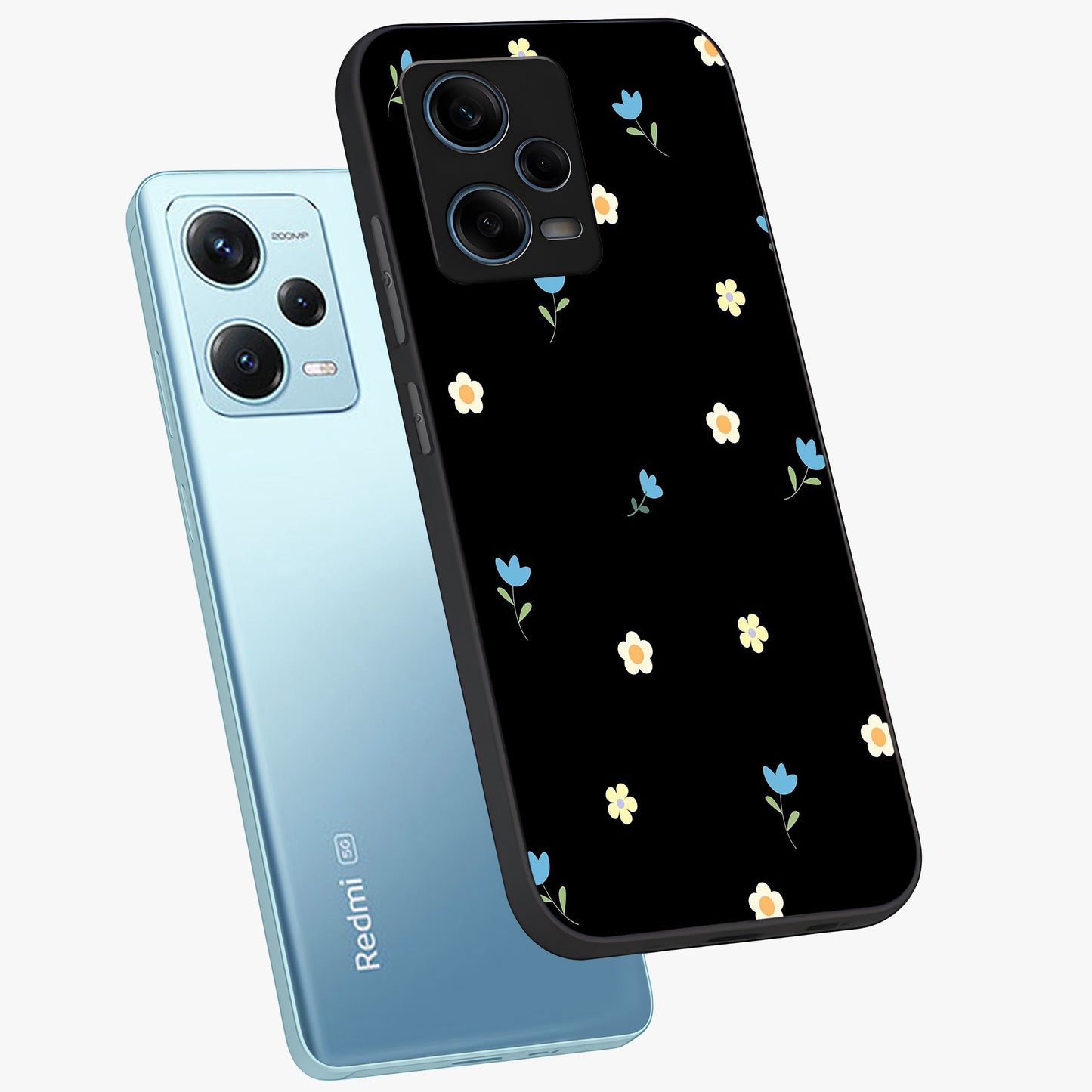 Minimal Petal Whispers Glass Case displayed in angled mockup highlighting delicate petal design with clean minimal aesthetic.