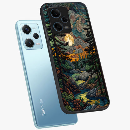 Moonlight Forest Dream Glass Case displayed in angled mockup highlighting dreamy forest design with glowing moon aesthetic.