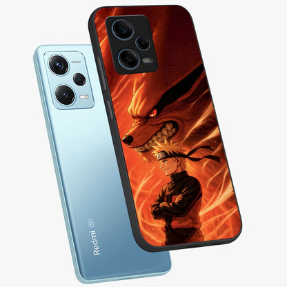 Nine Tails Legacy Glass Case displayed in angled mockup highlighting dynamic anime beast illustration with bold mystical aesthetic.