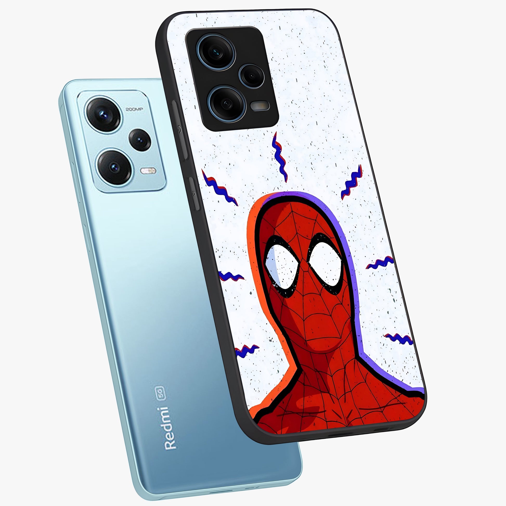 Omg Spiderman Glass Case displayed in angled mockup highlighting dynamic hero illustration with action comic aesthetic.