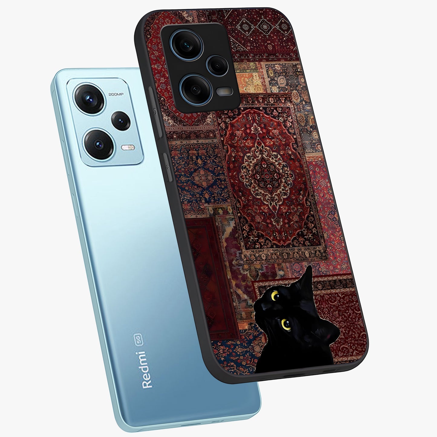 Regal Magic Cat Apple Glass Case displayed in angled mockup highlighting whimsical feline design with fantasy aesthetic.