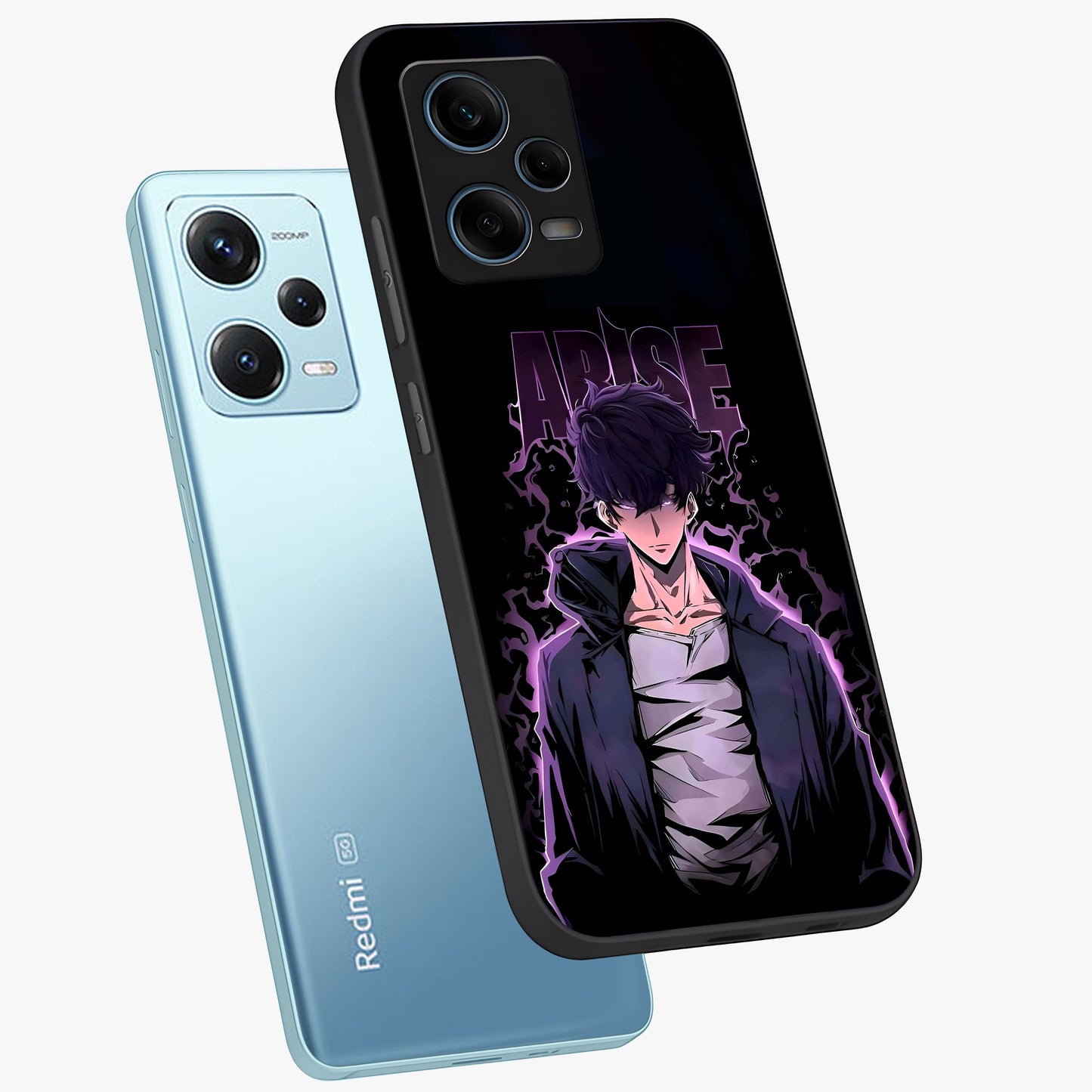 Shadow Monarch Awakening Glass Case displayed in angled mockup highlighting dramatic shadow warrior design with fantasy aesthetic.