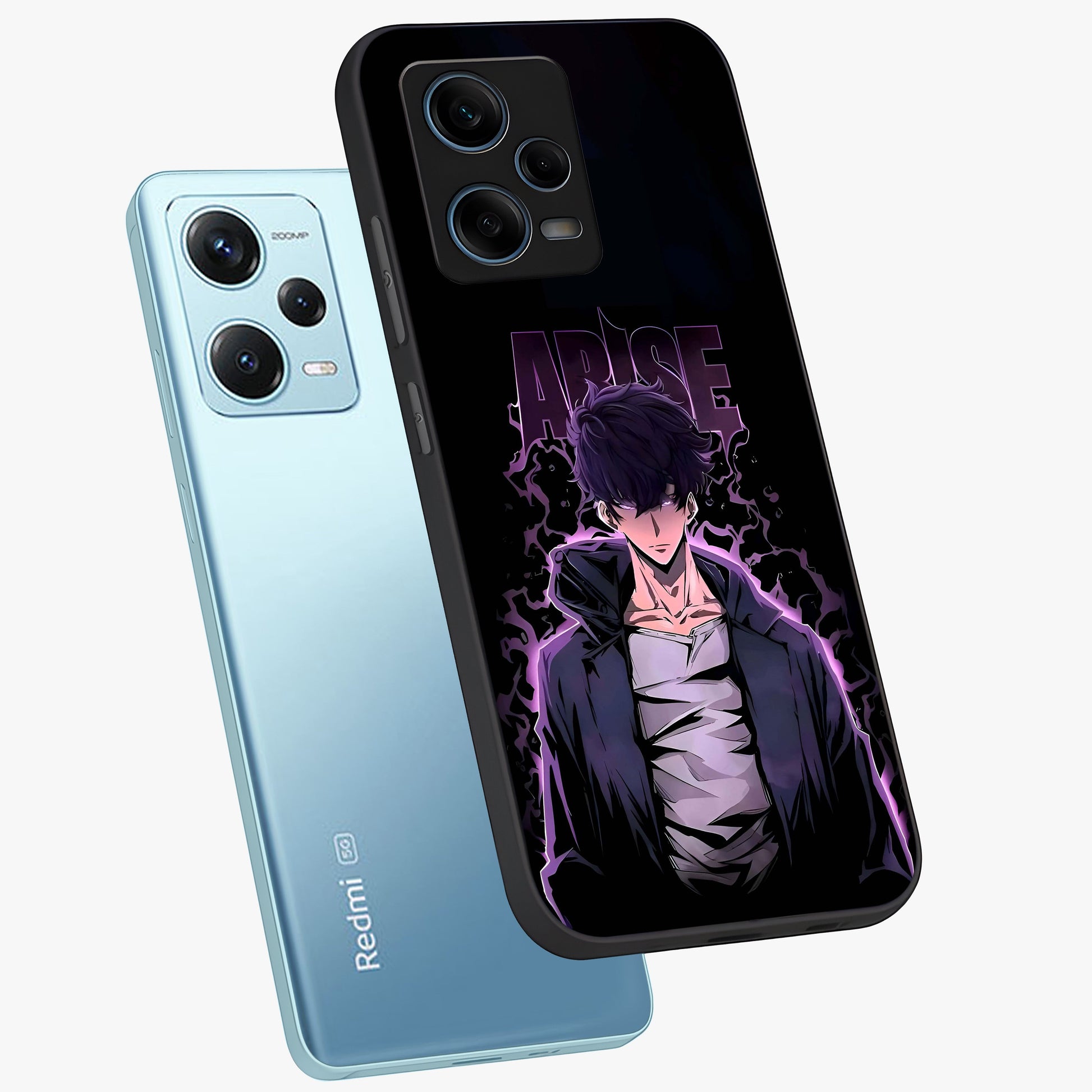 Shadow Monarch Awakening Glass Case displayed in angled mockup highlighting dramatic shadow warrior design with fantasy aesthetic.