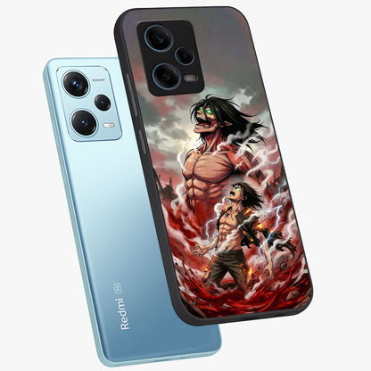 Titan Awakening Fury Glass Case displayed in angled mockup highlighting dramatic giant warrior design with bold anime aesthetic.