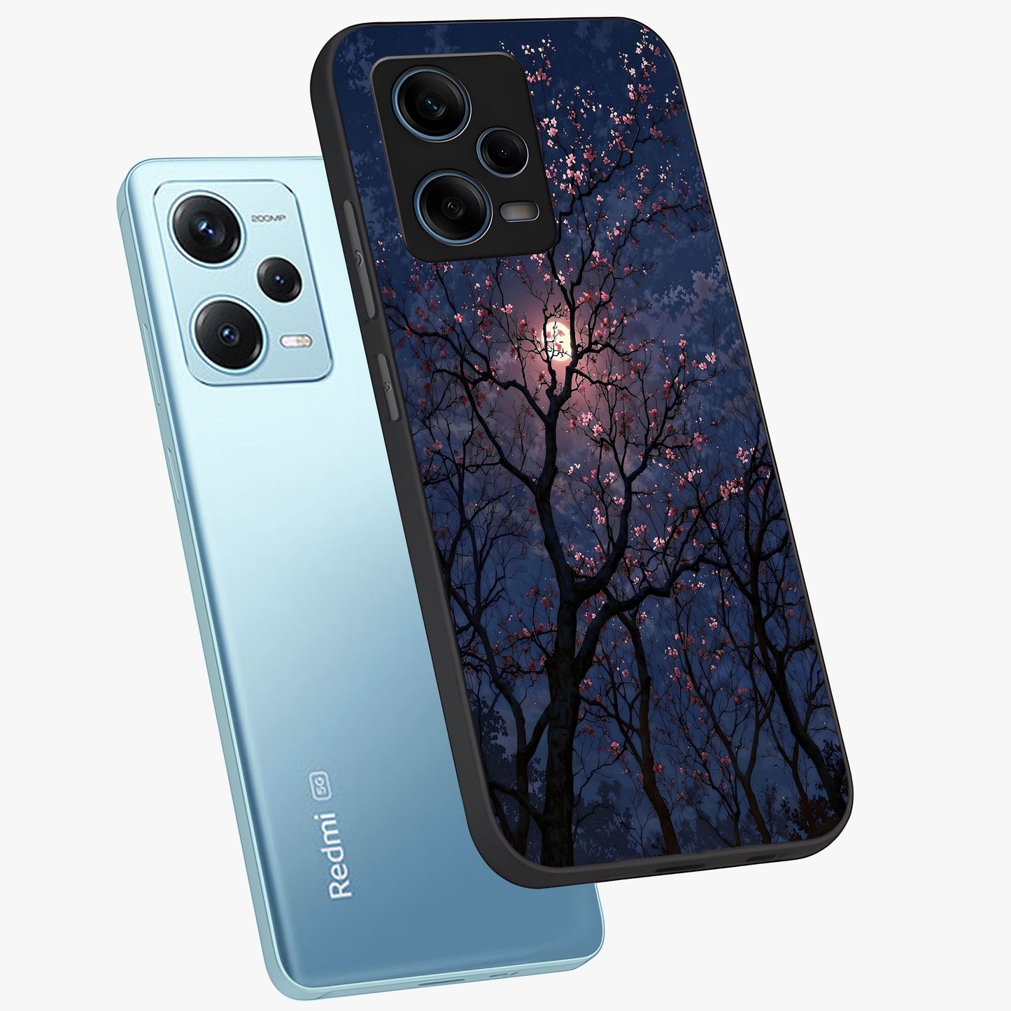 Twilight Sakura Serenade Glass Case displayed in angled mockup highlighting delicate sakura flower design with dreamy aesthetic.