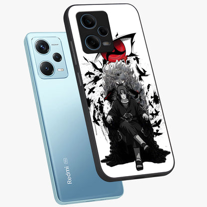 Uchiha Shadow Throne Glass Case displayed in angled mockup highlighting glowing aquatic design with celestial aesthetic.