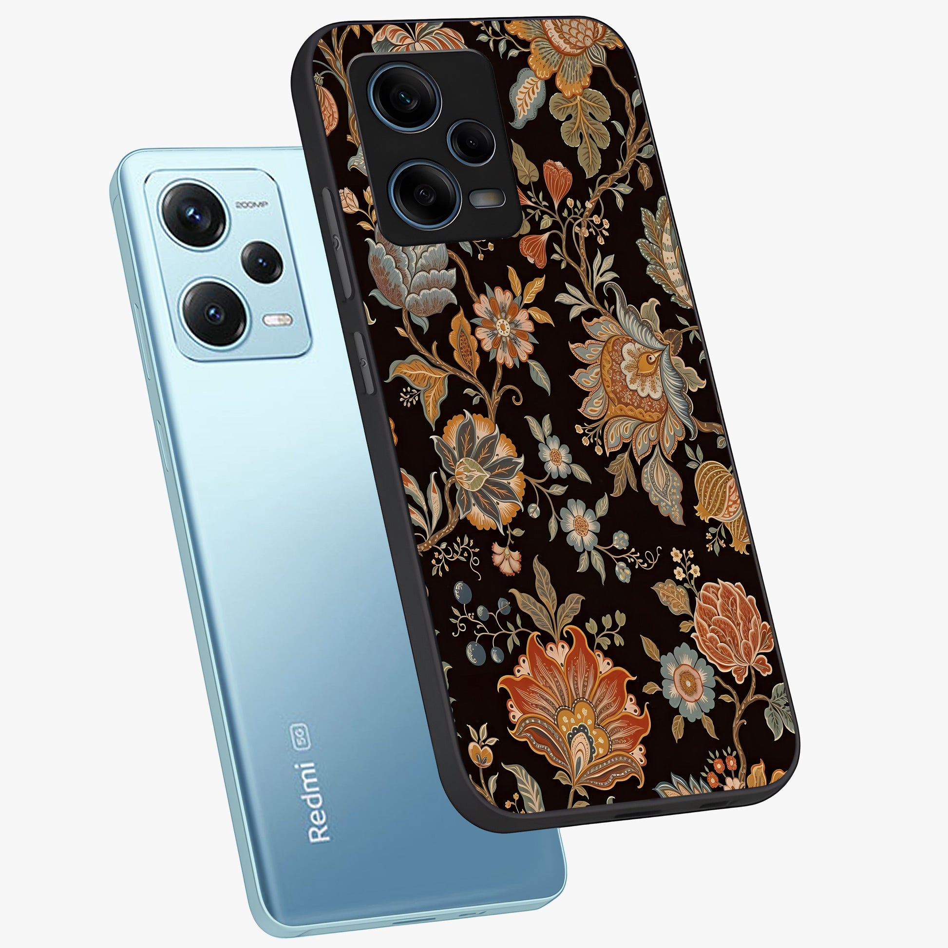Vintage Floral Dream Glass Case displayed in angled mockup highlighting elegant vintage flower design with soft aesthetic style.