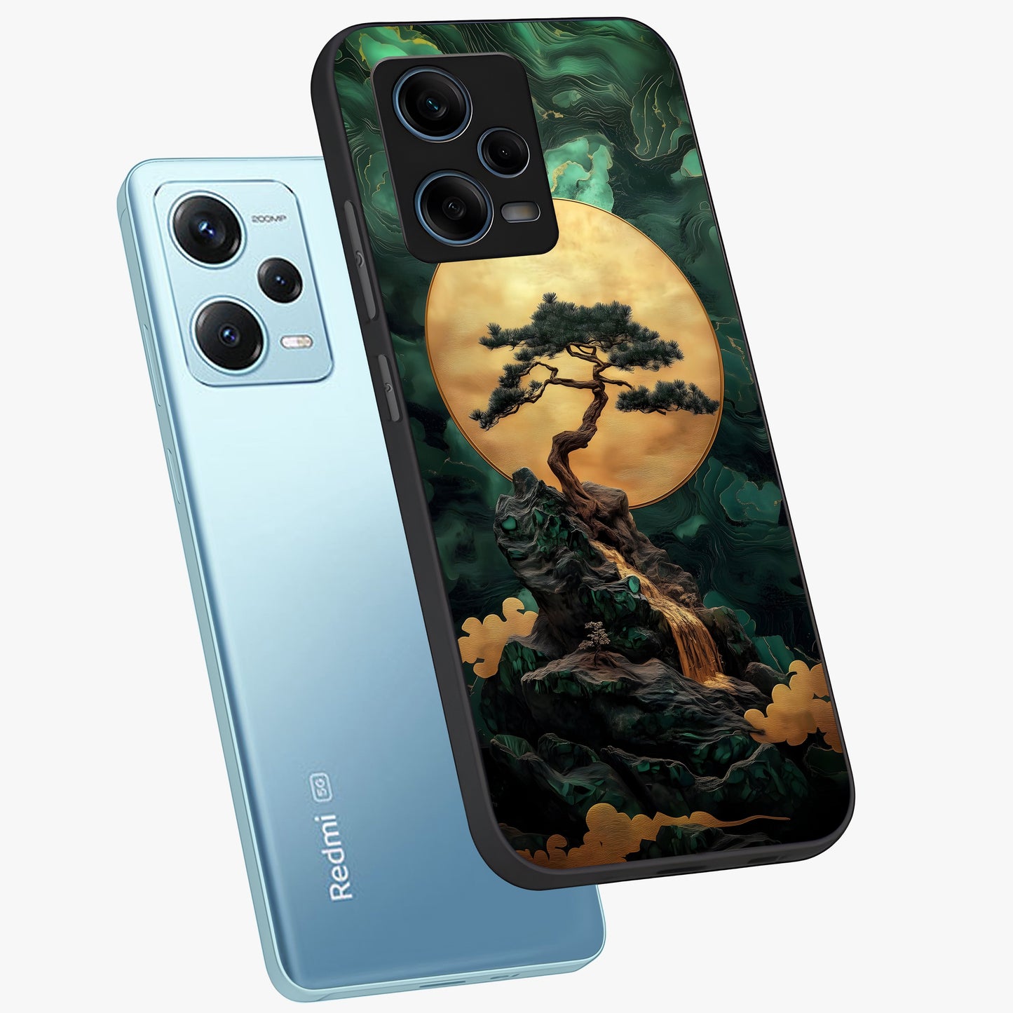 Zen Moon Rise Glass Case displayed in angled mockup highlighting peaceful lunar design with zen aesthetic style.