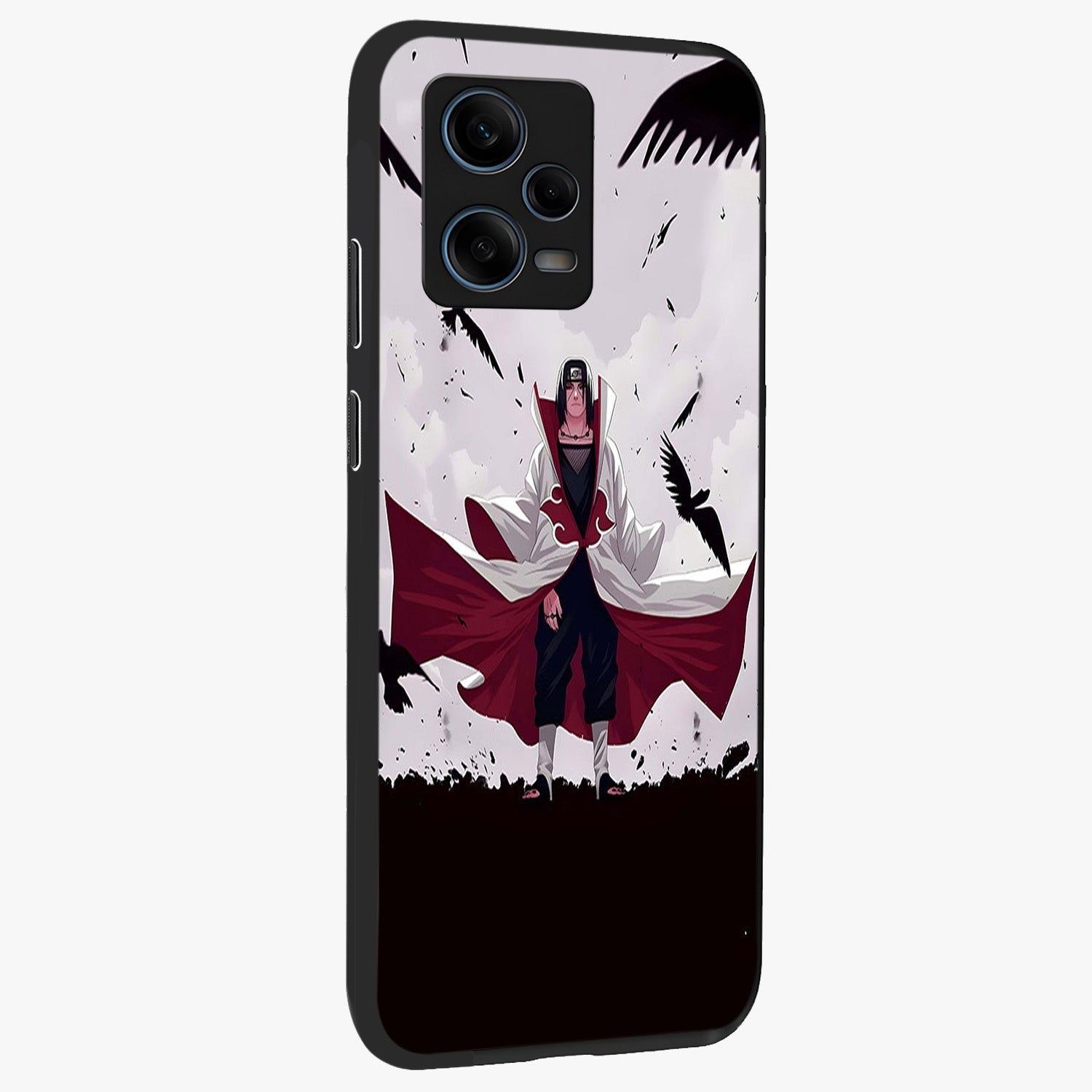 Crimson Crow Ascension Glass Case upright view showcasing dramatic crow artwork with bold gothic theme.