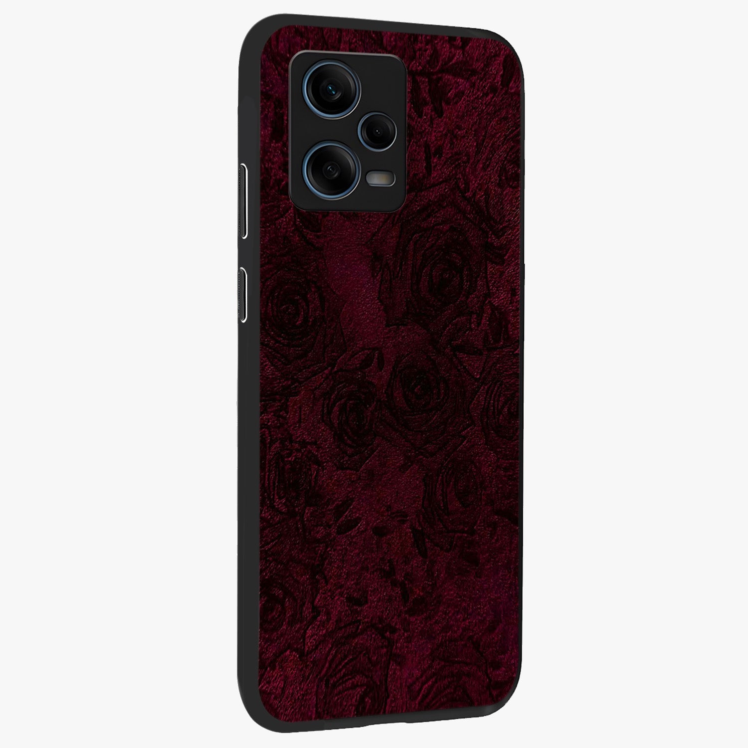 Crimson Fade Flow Glass Case upright view showcasing dynamic crimson flow artwork with stylish abstract theme.