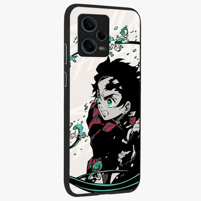 Demon Slayer Glass Case upright view showcasing powerful anime artwork with intense warrior theme.