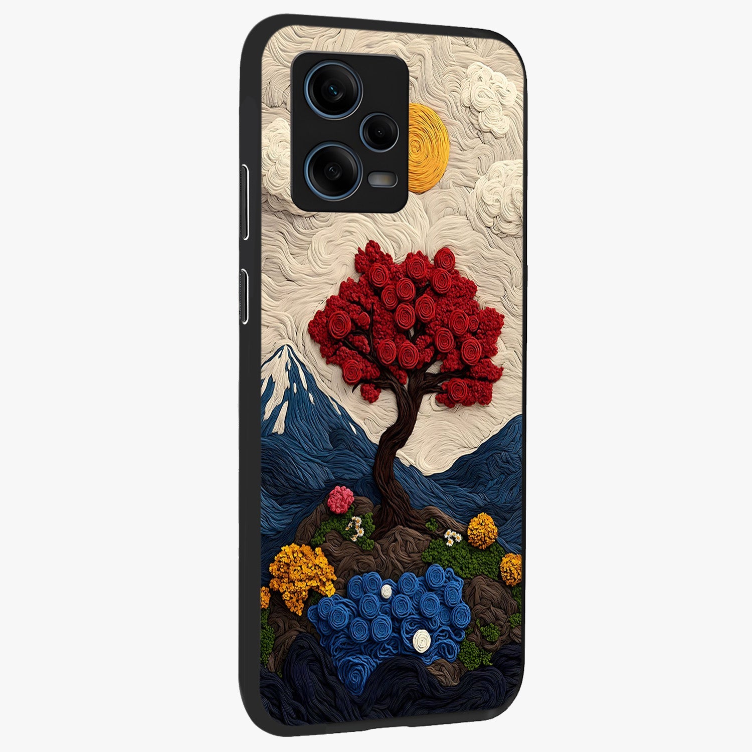 Eternal Nature Tapestry Glass Case upright view showcasing elegant nature tapestry design with decorative style.