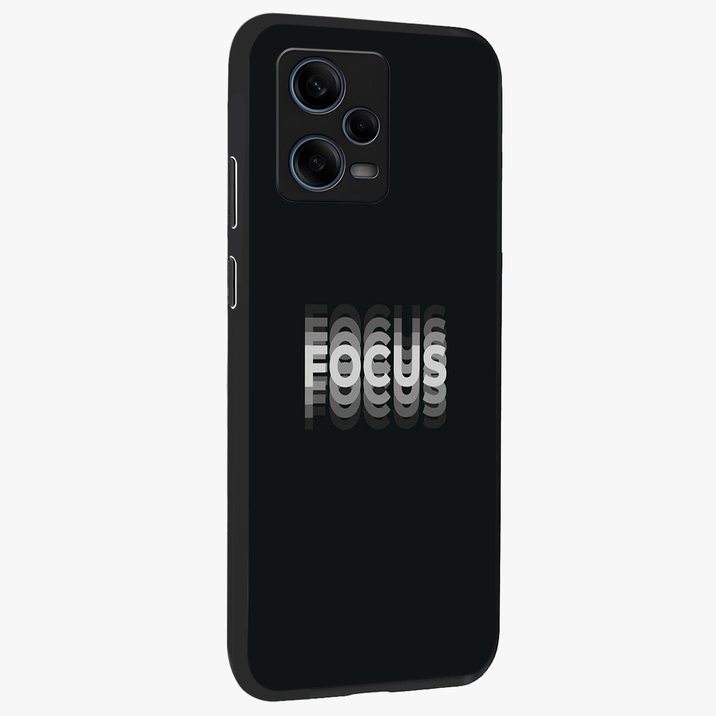 Focus Mode On Glass Case upright view showcasing strong typography statement with sleek motivational theme.