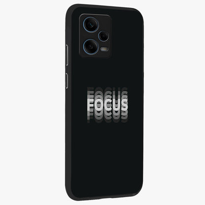 Focus Mode On Glass Case upright view showcasing strong typography statement with sleek motivational theme.