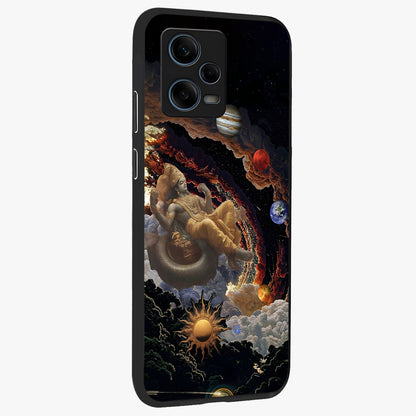 Galactic Divine God Glass Case upright view showcasing mystical divine artwork with dramatic cosmic theme.