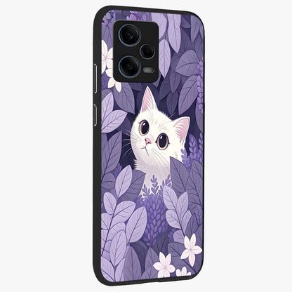 Lilac Hide Peek Cat Glass Case upright view showcasing charming cat artwork with adorable peek theme.