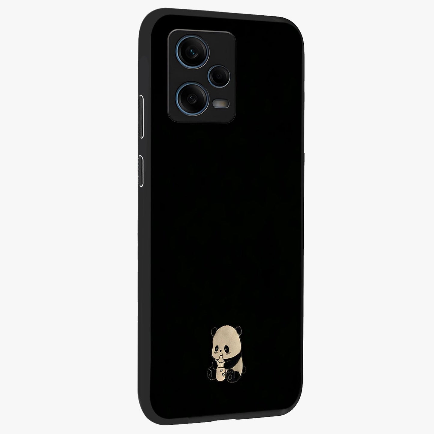 Midnight Panda Love Glass Case upright view showcasing charming panda artwork with playful romantic theme.