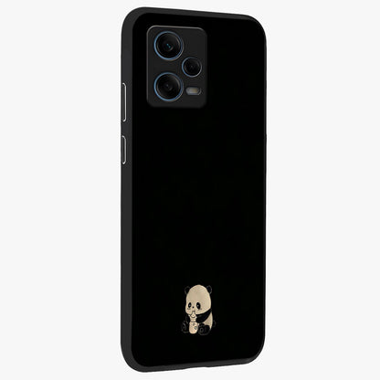 Midnight Panda Love Glass Case upright view showcasing charming panda artwork with playful romantic theme.