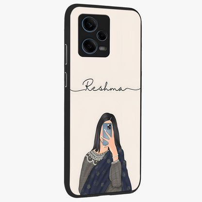Mirror Mood Muse With Custom Name Glass Case upright view showcasing artistic mirror themed artwork with personalized aesthetic.