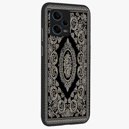 Noir Bloom Elegance Glass Case upright view showcasing graceful floral artwork with luxurious dark theme.