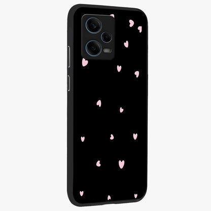 Pink Love Drops Glass Case upright view showcasing charming heart drop artwork with romantic playful theme.