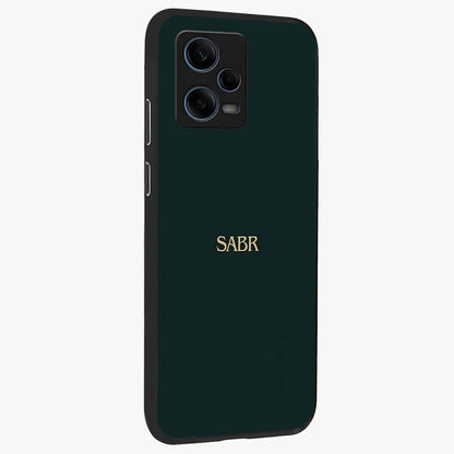 Sabr Minimal Patience Glass Case upright view showcasing calm minimalist artwork with motivational patience theme.