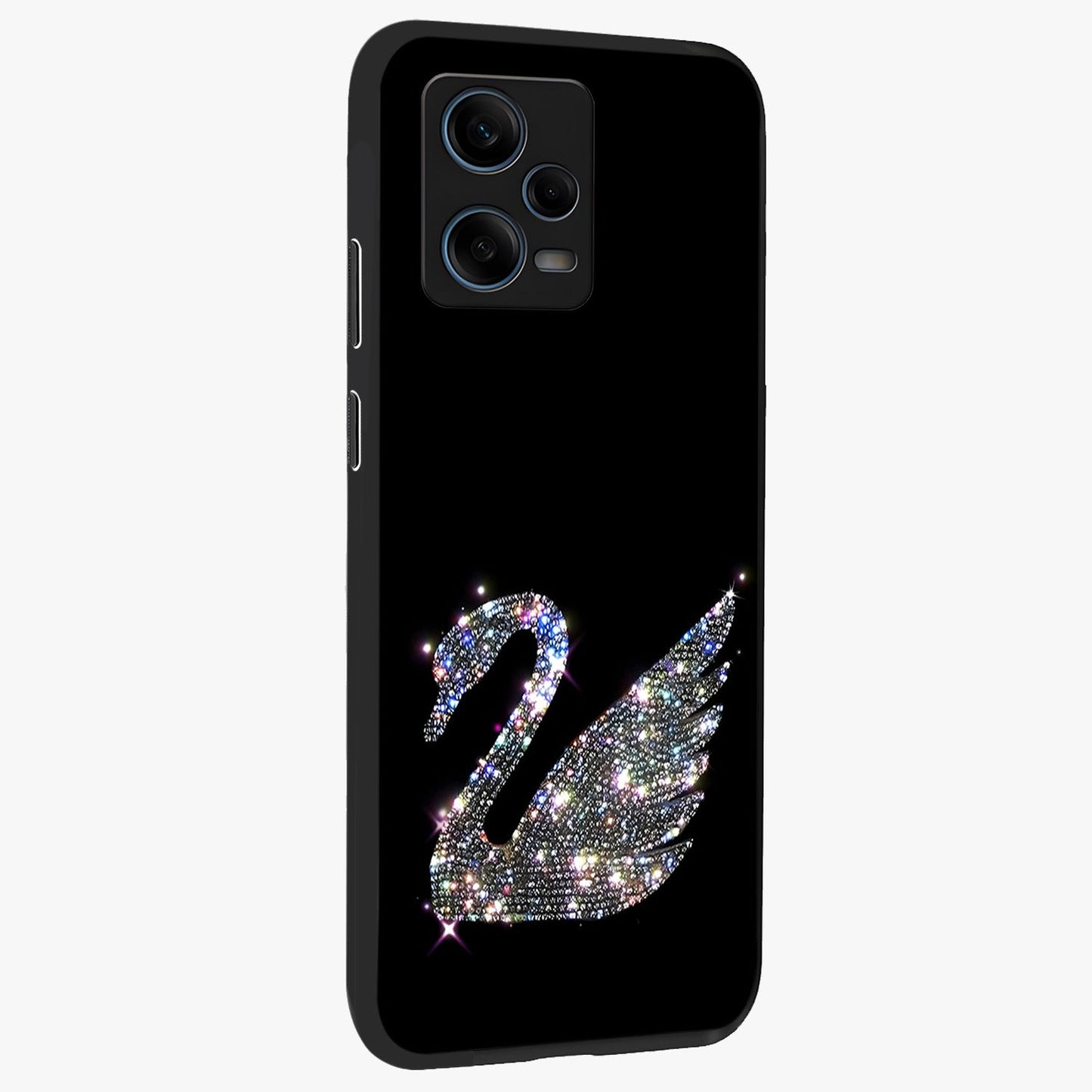 Starlit Swan Grace Glass Case upright view showcasing beautiful swan artwork with peaceful night themed design.