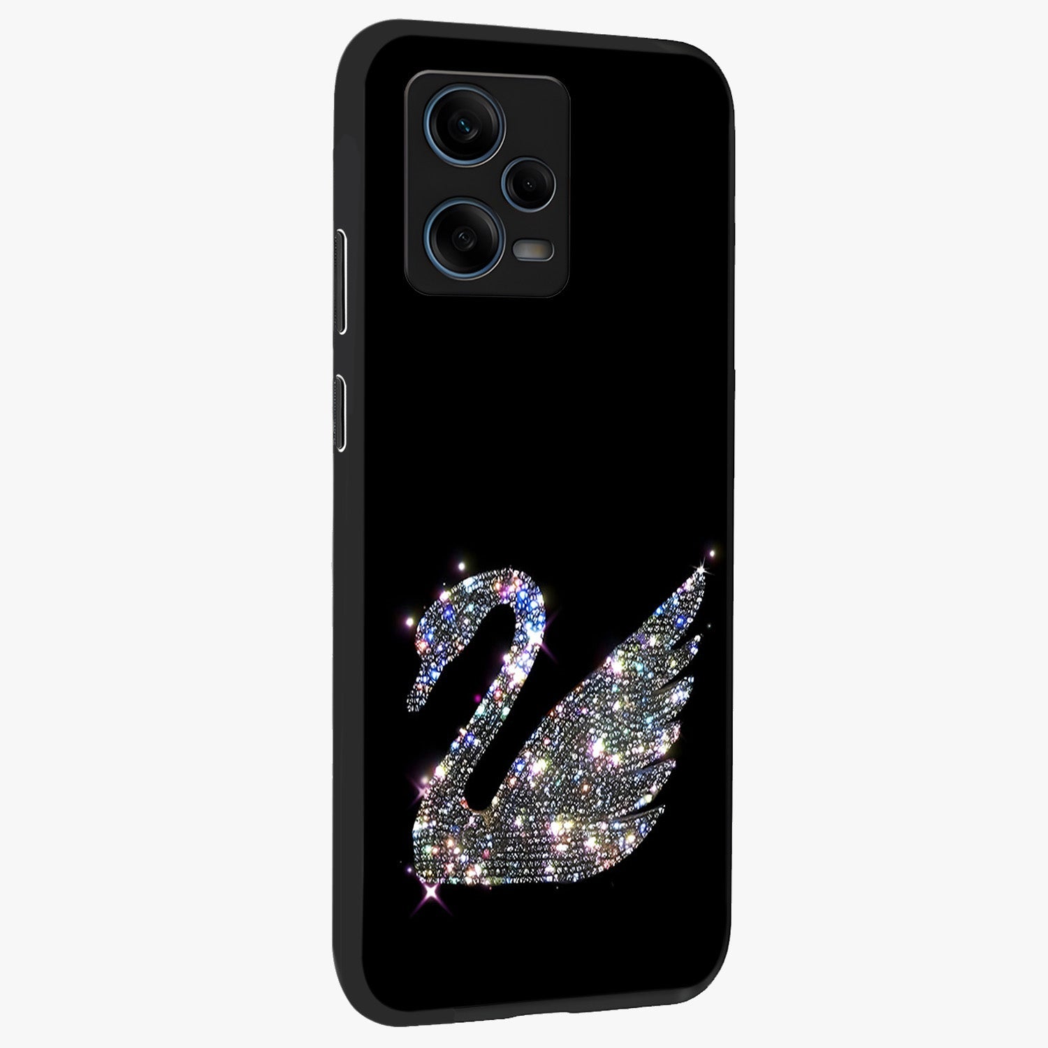 Starlit Swan Grace Glass Case upright view showcasing beautiful swan artwork with peaceful night themed design.
