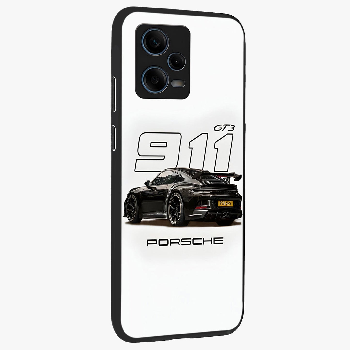 Turbo Legacy Icon Glass Case upright view showcasing bold racing inspired artwork with classic car theme.