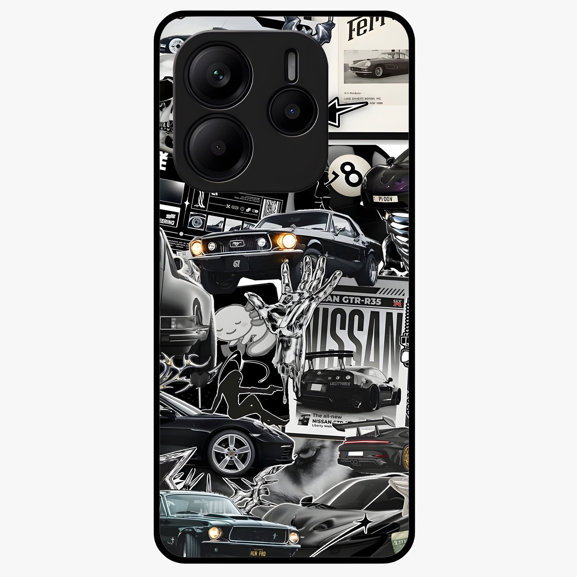 Aesthetic Dark Love Glass Case showing flat back view with dark romantic artwork and glossy glass finish.