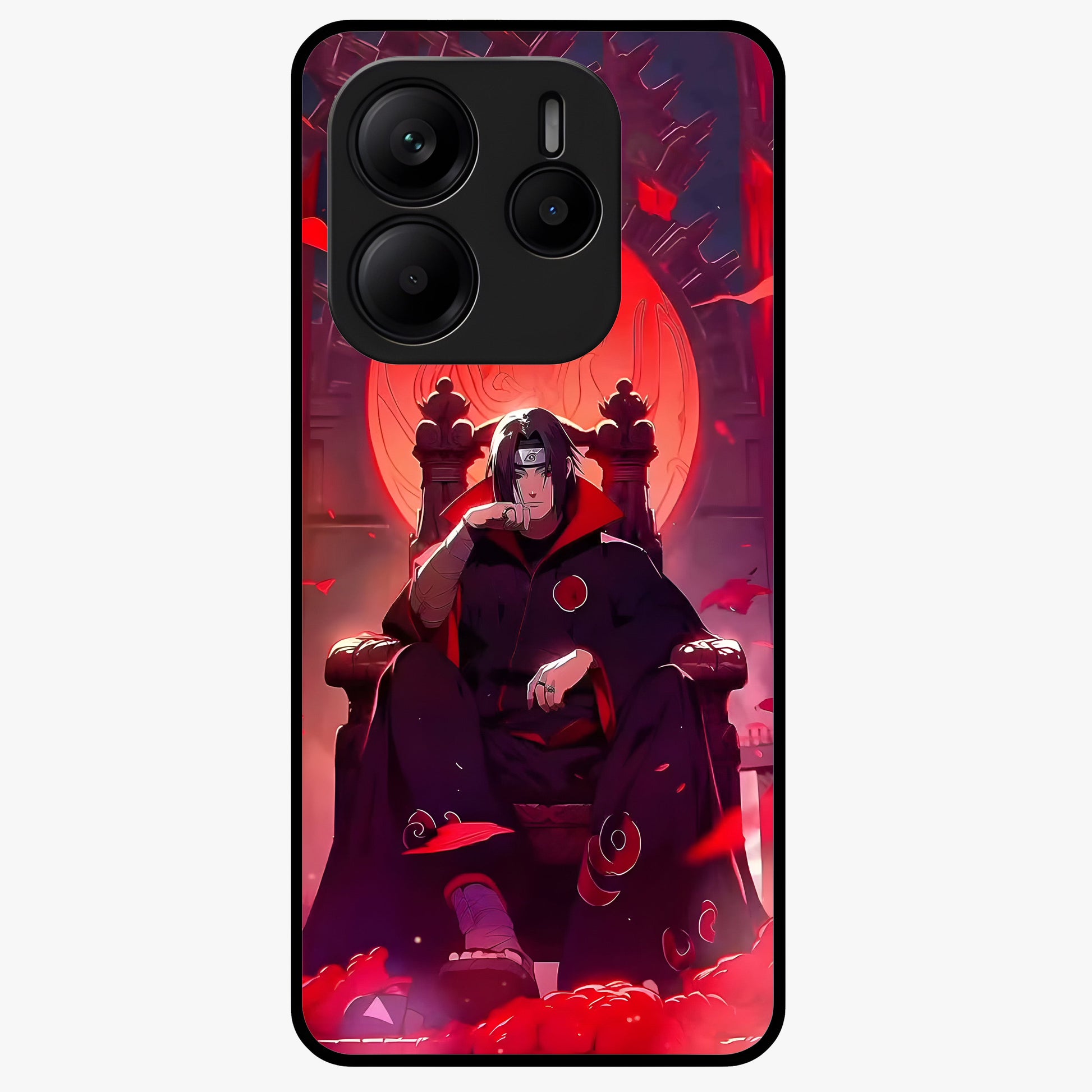 Blood Moon Sovereign Glass Case showing flat back view with mystical blood moon artwork and glossy glass finish.