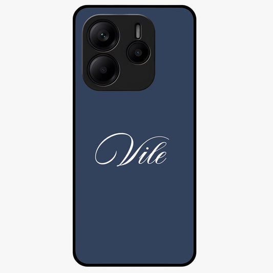 Blue Background Personalized Custom Name Glass Case showing flat back view with minimal blue background and custom name design.