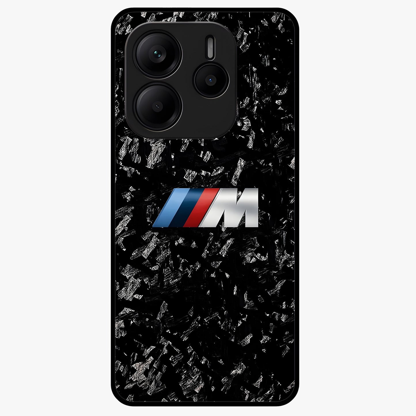 Carbon Speed Mark Glass Case showing flat back view with sporty carbon pattern artwork and glossy glass finish.