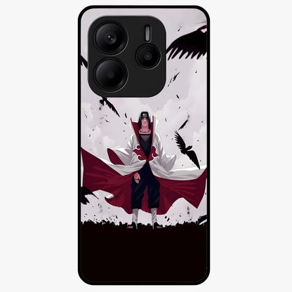 Crimson Crow Ascension Glass Case showing flat back view with mystical crow artwork and glossy glass finish.