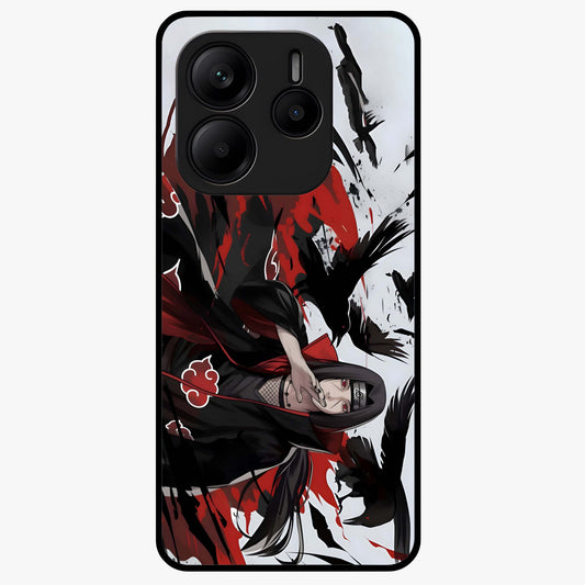 Crimson Crow Illusion Glass Case showing flat back view with artistic crow illusion artwork and glossy glass finish.