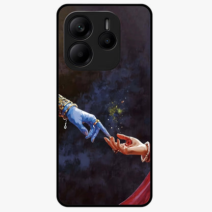 Divine Touch Eternal Glass Case showing flat back view with spiritual themed artwork and glossy glass finish.