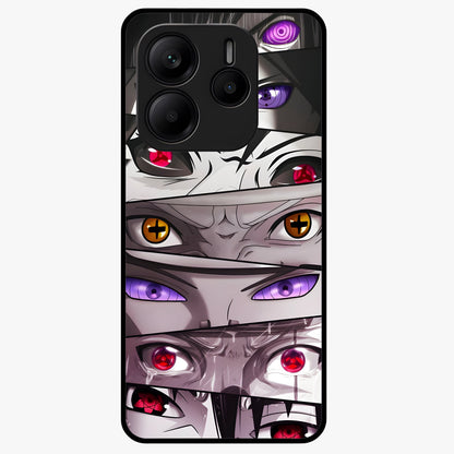 Eyes of Destiny Glass Case showing flat back view with striking eye themed artwork and glossy glass finish.