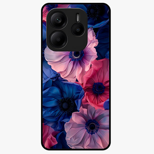 Flower Paper Art Pattern Glass Case showing flat back view with paper cut style floral artwork and glossy glass finish.