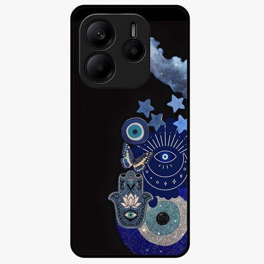 Galactic Charm Cluster Glass Case showing flat back view with glowing celestial charm artwork and glossy glass finish.
