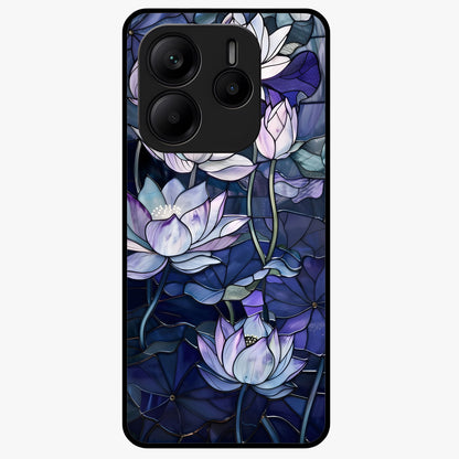 Gloss Petal Rush Glass Case showing flat back view with glossy flower petal artwork and smooth glass finish.