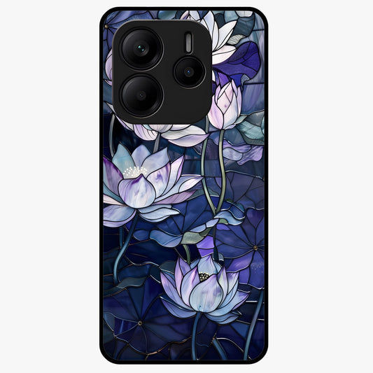 Gloss Petal Rush Glass Case showing flat back view with glossy flower petal artwork and smooth glass finish.