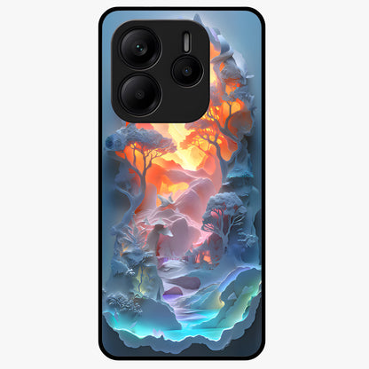 Glow Forest Portal Glass Case showing flat back view with glowing forest portal artwork and glossy glass finish.