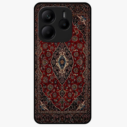 Heritage Carpet Royale Glass Case showing flat back view with ornate Persian carpet inspired pattern and glossy glass finish.