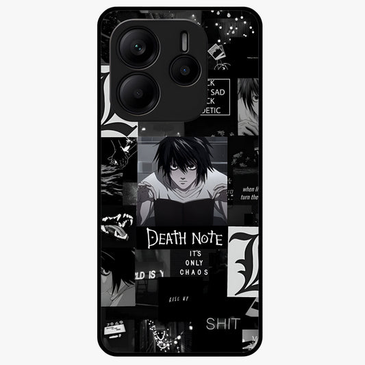 Midnight Chaos Mind Glass Case showing flat back view with abstract dark themed artwork and glossy glass finish.