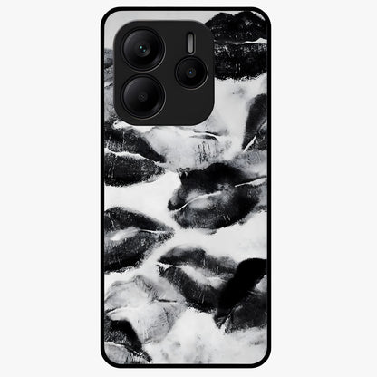 Midnight Kiss Marks Glass Case showing flat back view with lipstick kiss mark artwork and glossy glass finish.