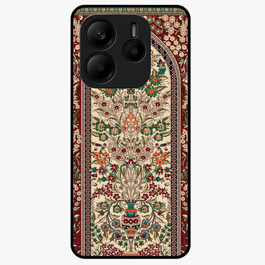 Persian Inspired Glass Case showing flat back view with ornate Persian style pattern artwork and glossy glass finish.